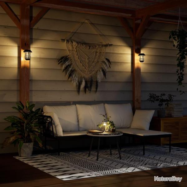 Lanternes murales solaires d'extrieur 2 pcs blanc alsavelo