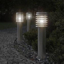 Lampadaire d'extérieur argenté 60 cm acier inoxydable alsavelo