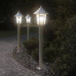 Lampadaire d'extérieur argenté 80 cm acier inoxydable alsavelo