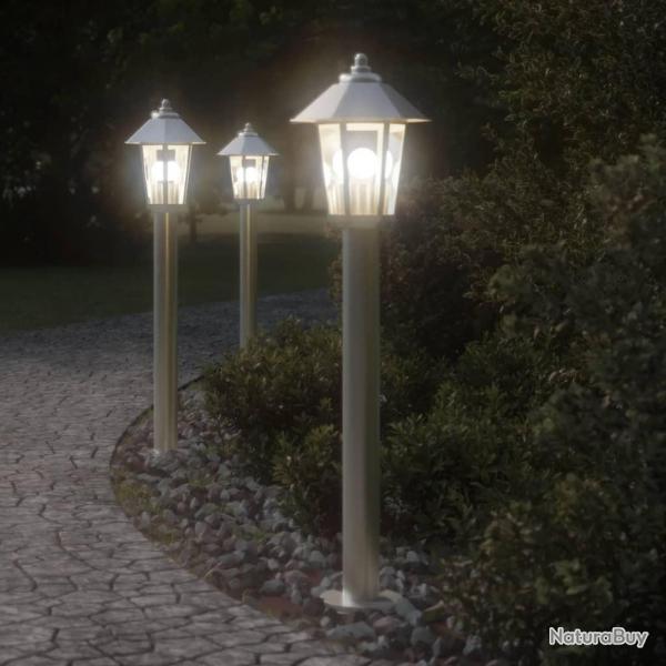 Lampadaire d'extrieur argent 80 cm acier inoxydable alsavelo