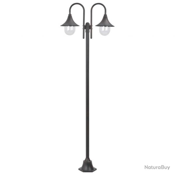 Lampadaire de jardin E27 220 cm Aluminium 2 lanternes Bronze alsavelo