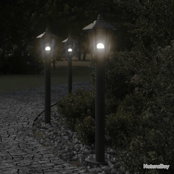 Lampadaires d'extrieur 3 pcs noir 80 cm acier inoxydable alsavelo