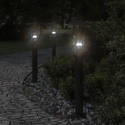 Lampadaires d'extérieur 3 pcs noir 60 cm acier inoxydable alsavelo