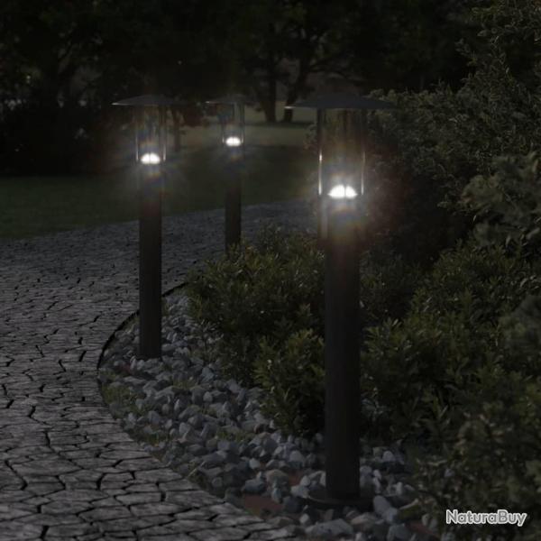 Lampadaires d'extrieur 3 pcs noir 60 cm acier inoxydable alsavelo