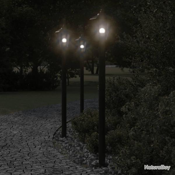 Lampadaires d'extrieur 3 pcs noir 120 cm acier inoxydable alsavelo