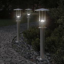 Lampadaire d'extérieur argenté 60 cm acier inoxydable alsavelo