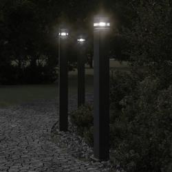 Lampadaires d'extérieur 3 pcs noir 110 cm aluminium alsavelo