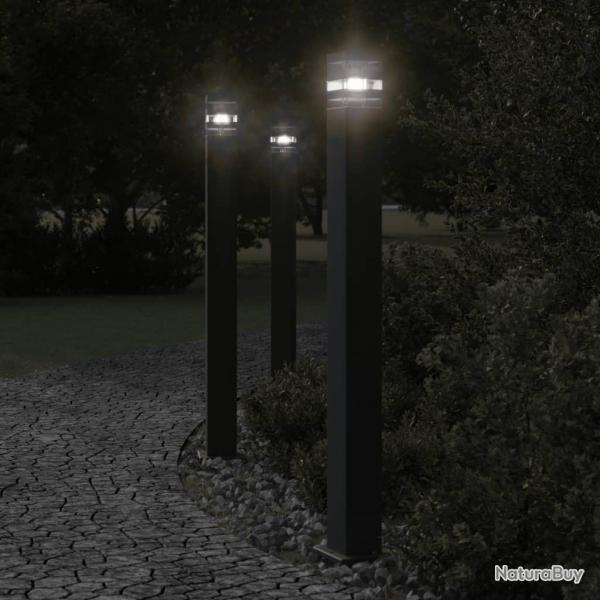 Lampadaires d'extrieur 3 pcs noir 110 cm aluminium alsavelo