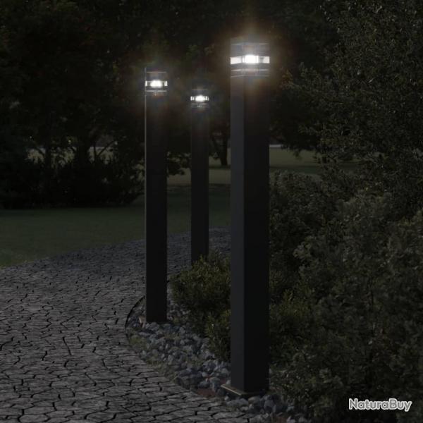 Lampadaires d'extrieur avec capteur 3 pcs noir 110cm aluminium alsavelo