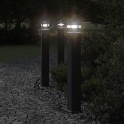 Lampadaires d'extérieur avec capteur 3 pcs noir 80 cm aluminium alsavelo
