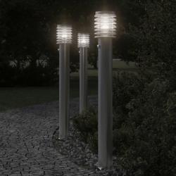 Lampadaires d'extérieur avec capteurs 3 pcs acier inoxydable alsavelo