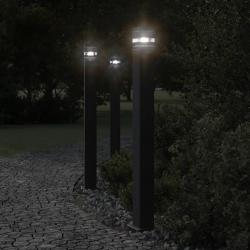 Lampadaires d'extérieur avec sortie 3 pcs noir 110 cm aluminium alsavelo