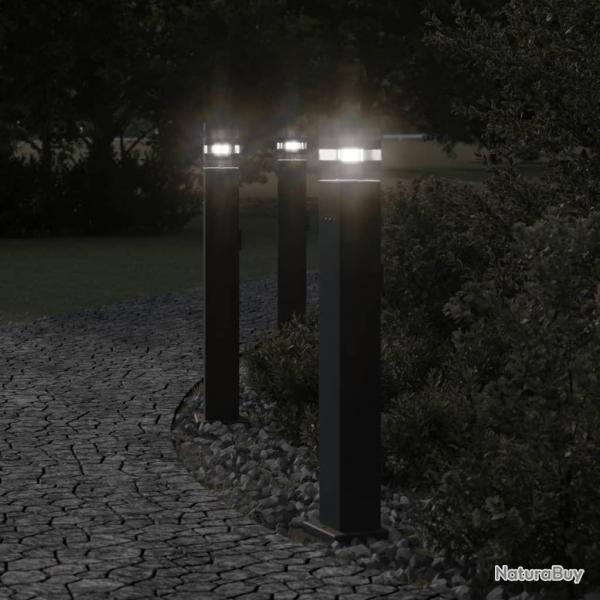 Lampadaires d'extrieur avec sortie 3 pcs noir 80 cm aluminium alsavelo