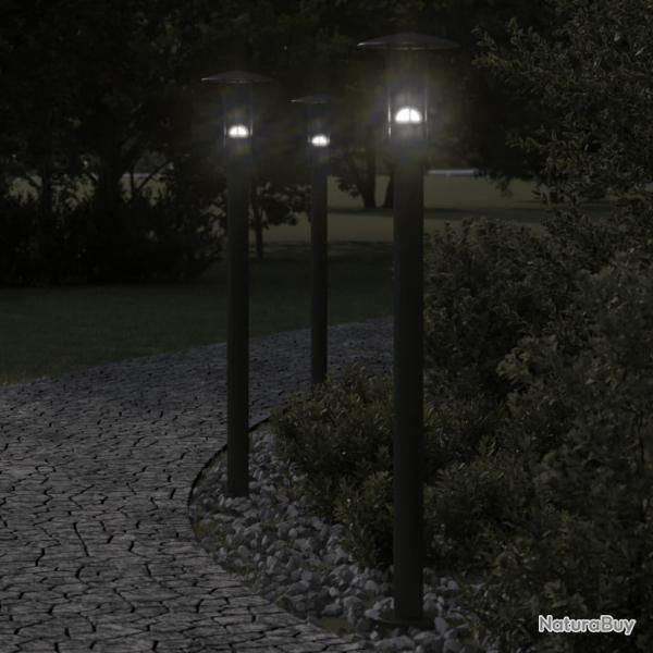Lampadaires d'extrieur 3 pcs noir 100 cm acier inoxydable alsavelo