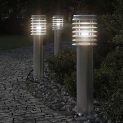 Lampadaires d'extérieur et sortie 3pcs argenté acier inoxydable alsavelo