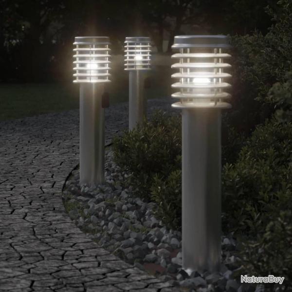 Lampadaires d'extrieur et sortie 3pcs argent acier inoxydable alsavelo