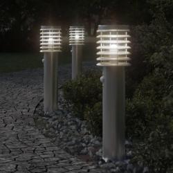 Lampadaire d'extérieur avec capteur argenté acier inoxydable alsavelo
