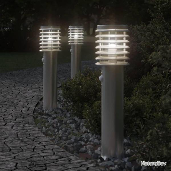 Lampadaire d'extrieur avec capteur argent acier inoxydable alsavelo
