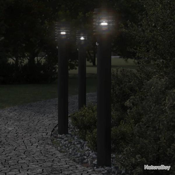 Lampadaire d'extrieur avec capteur noir 110cm acier inoxydable alsavelo