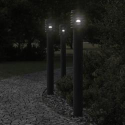 Lampadaires d'extérieur avec sortie 3 pcs noir acier inoxydable alsavelo