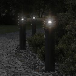 Lampadaires d'extérieur et capteurs 3 pcs noir acier inoxydable alsavelo