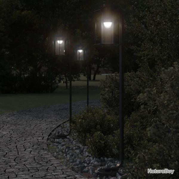 Lampadaires d'extrieur 3 pcs noir 100 cm acier inoxydable alsavelo