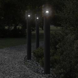 Lampadaires d'extérieur 3 pcs noir 110 cm acier inoxydable alsavelo