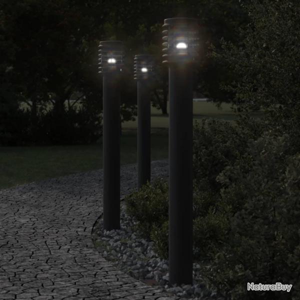 Lampadaires d'extrieur 3 pcs noir 110 cm acier inoxydable alsavelo