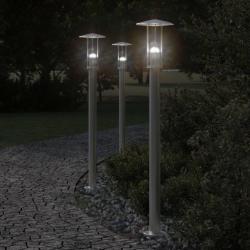 Lampadaires d'extérieur 3 pcs argenté 100 cm acier inoxydable alsavelo