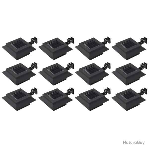 Lampes solaires  LED carres d'extrieur 12 pcs 12 cm Noir alsavelo