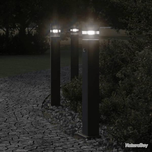 Lampadaire d'extrieur avec capteur noir 80 cm aluminium alsavelo
