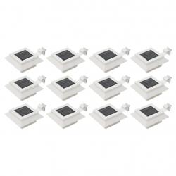 Lampes solaires à LED carrées d'extérieur 12 pcs 12 cm Blanc alsavelo