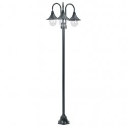 Lampadaire de jardin E27 220cm Aluminium 3 lanternes Vert foncé alsavelo