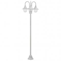 Lampadaire de jardin E27 220 cm Aluminium 3 lanternes Blanc alsavelo