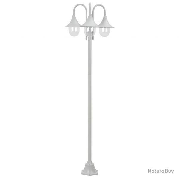 Lampadaire de jardin E27 220 cm Aluminium 3 lanternes Blanc alsavelo