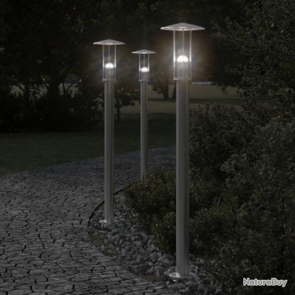 Lampadaire d'extrieur argent 100 cm acier inoxydable alsavelo