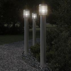 Lampadaire d'extérieur argenté 110 cm acier inoxydable alsavelo