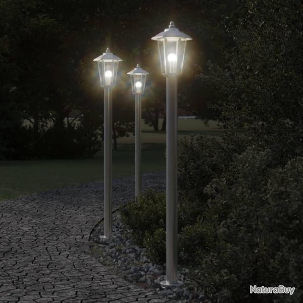 Lampadaire d'extrieur argent 120 cm acier inoxydable alsavelo