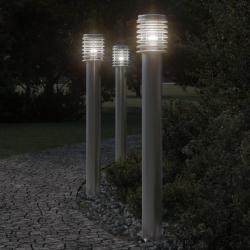 Lampadaires d'extérieur 3 pcs argenté 110 cm acier inoxydable alsavelo