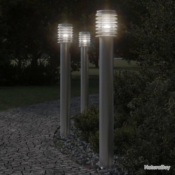 Lampadaires d'extrieur 3 pcs argent 110 cm acier inoxydable alsavelo