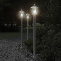 Lampadaires d'extérieur 3 pcs argenté 120 cm acier inoxydable alsavelo
