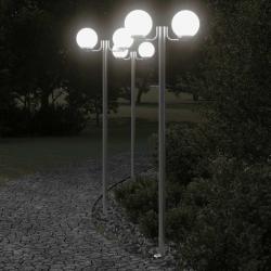 Lampadaires d'extérieur 3 pcs argenté 215 cm acier inoxydable alsavelo