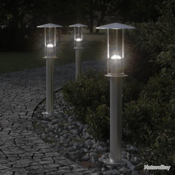 Lampadaires d'extrieur 3 pcs argent 60 cm acier inoxydable alsavelo