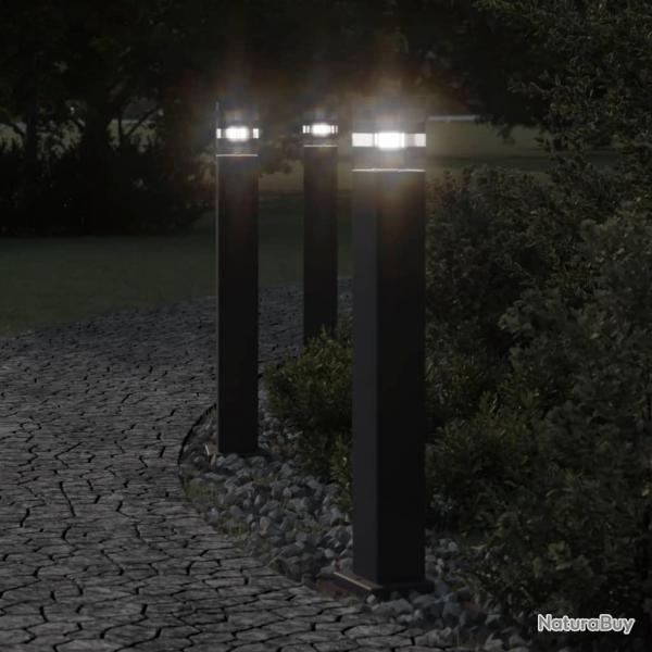 Lampadaires d'extrieur 3 pcs noir 80 cm aluminium alsavelo