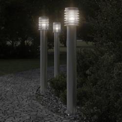 Lampadaires d'extérieur et sortie 3pcs argenté acier inoxydable alsavelo