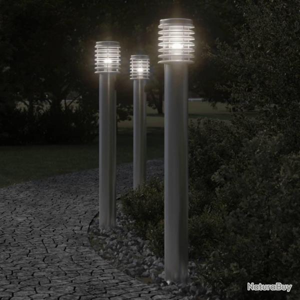 Lampadaires d'extrieur et sortie 3pcs argent acier inoxydable alsavelo