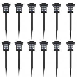 12 lampes LED solaires avec piquet 8,6x8,6x38 cm alsavelo
