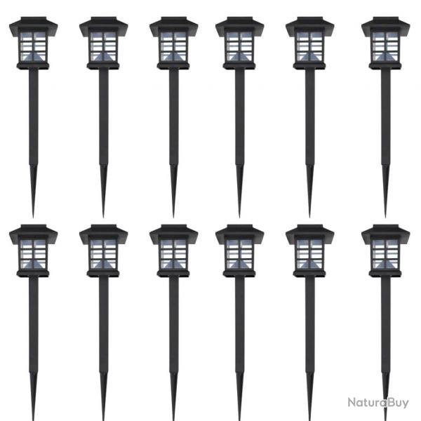 12 lampes LED solaires avec piquet 8,6x8,6x38 cm alsavelo