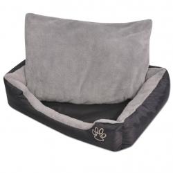 Lit pour chiens avec coussin rembourré Taille S Noir alsavelo