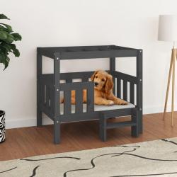 Lit pour chien Gris 75,5x63,5x70 cm Bois de pin solide alsavelo